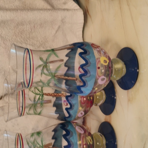 Hand painted cocktail glasses lot of 4 - Picture 2 of 3